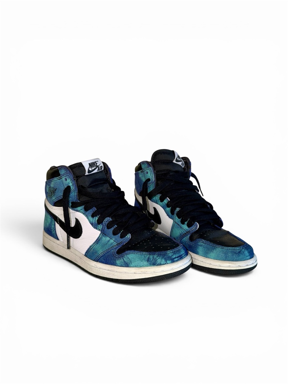 Nike Air Jordan 1 High Top Sneakers - Blue Tie-Dye/Black/White